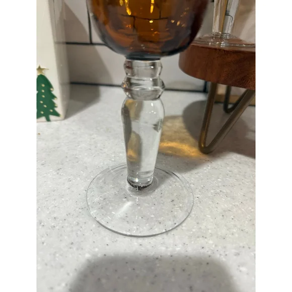Vintage Artland Iris Amber Water Goblets - Picture 4 of 6